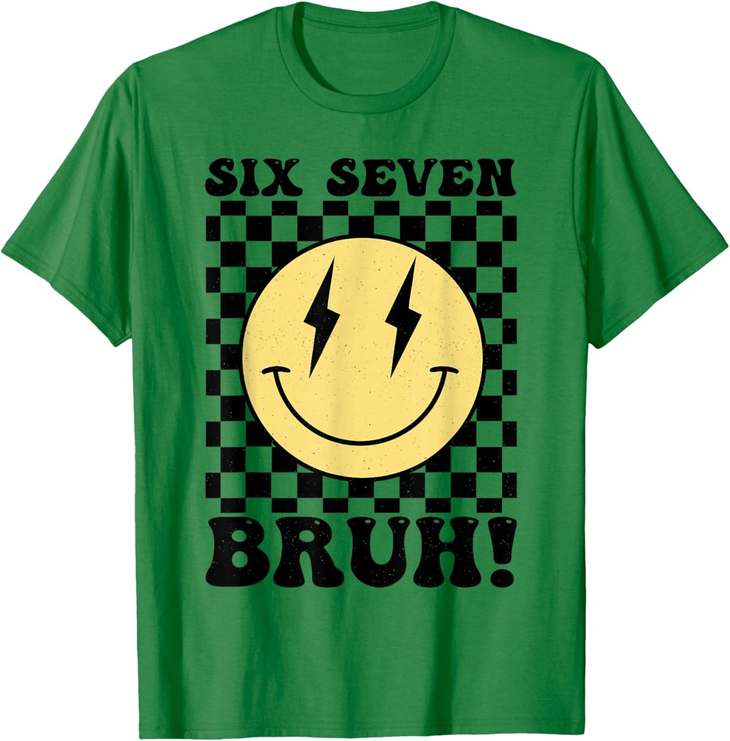 Happy Face 6 7 Retro 90s Six Seven Bruh 67 Boys Teens Kids T-Shirt - T-Shirt | Irish Green