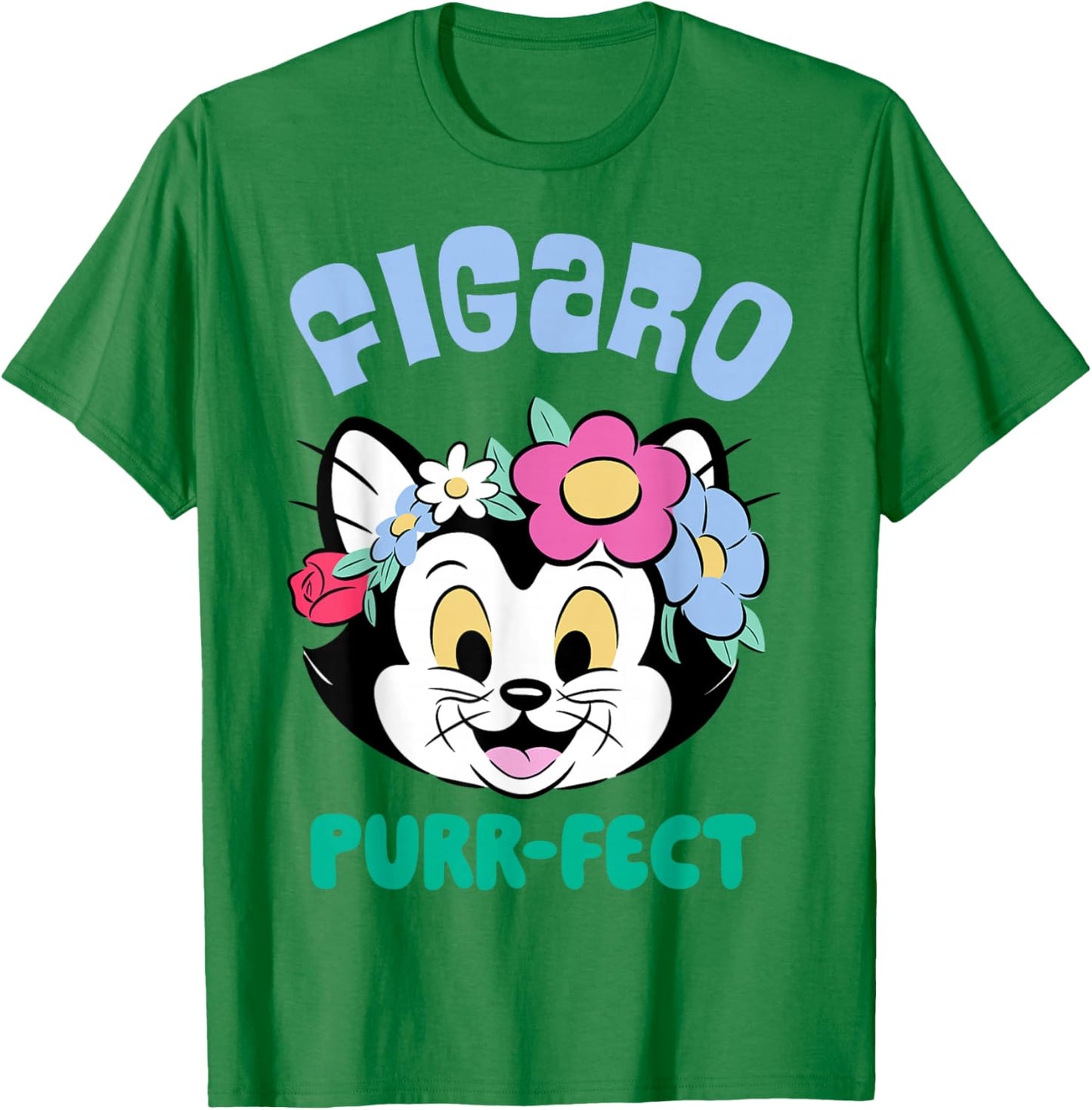 Disney Pinocchio Figaro Purr-FECT Flower Crown and Smile T-Shirt - T-Shirt | Irish Green