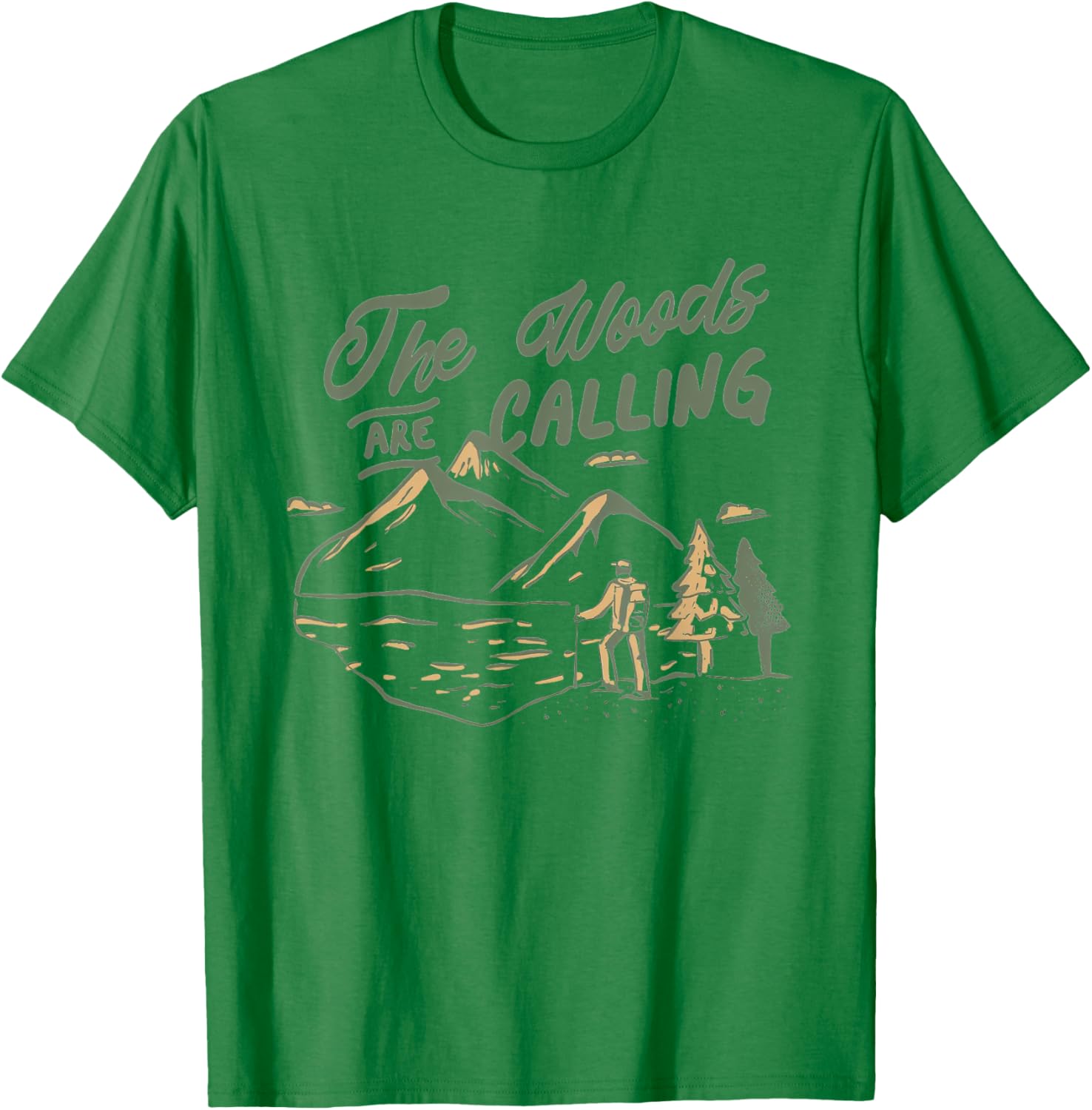 The Woods Are Calling Mountains Forest Camping Hiking Funny T-Shirt - T-Shirt | Irish Green