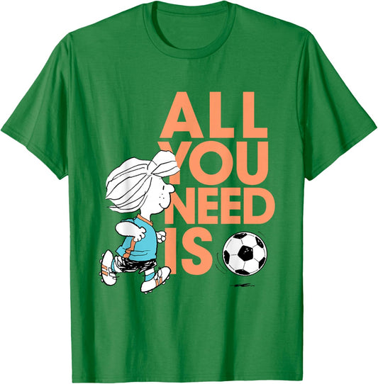 Peanuts Football Peppermint Patty All You Need Is Football T-Shirt - T-Shirt | Irish Green