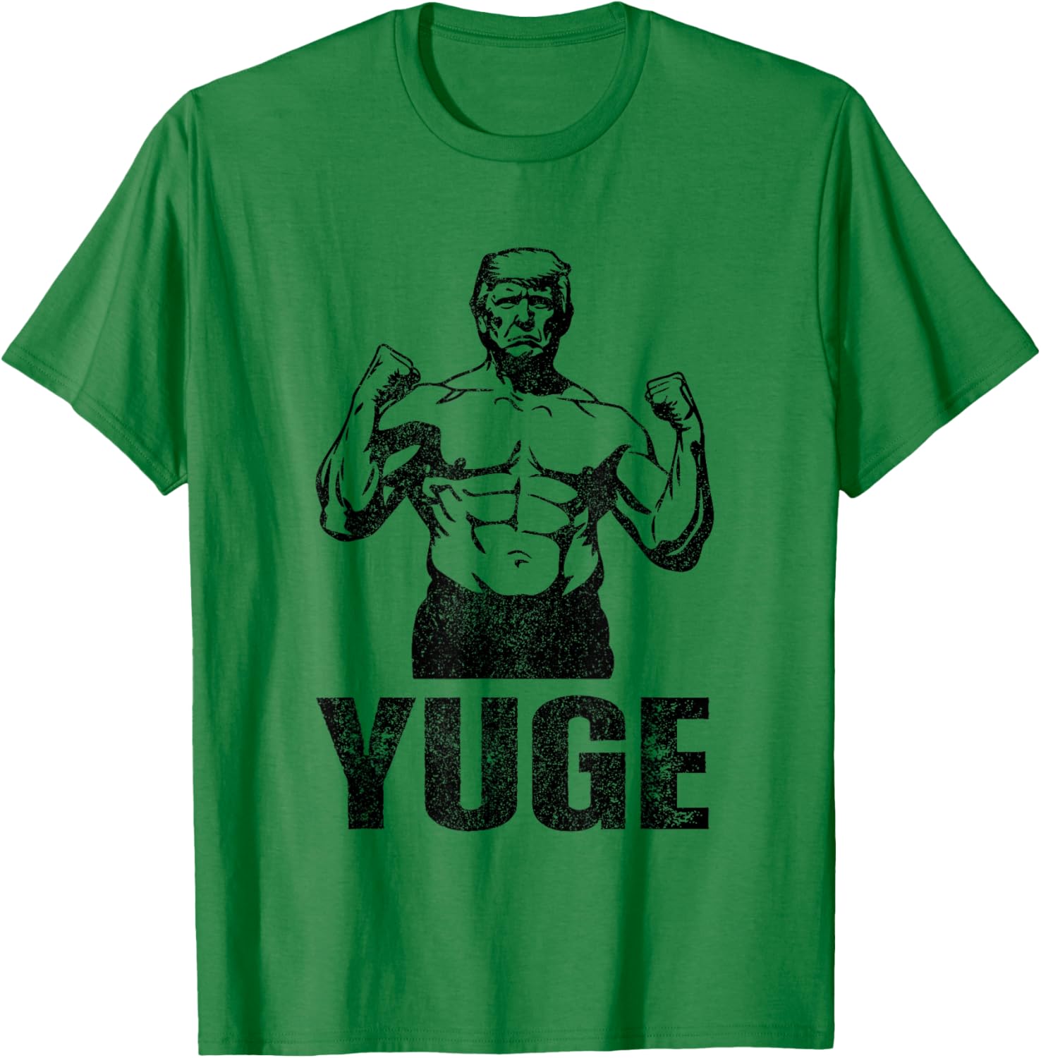 Muscle Trump 2024 Yuge Muscular Flex Trump Funny Patriotic Vintage Workout Gym T-Shirt - T-Shirt | Irish Green