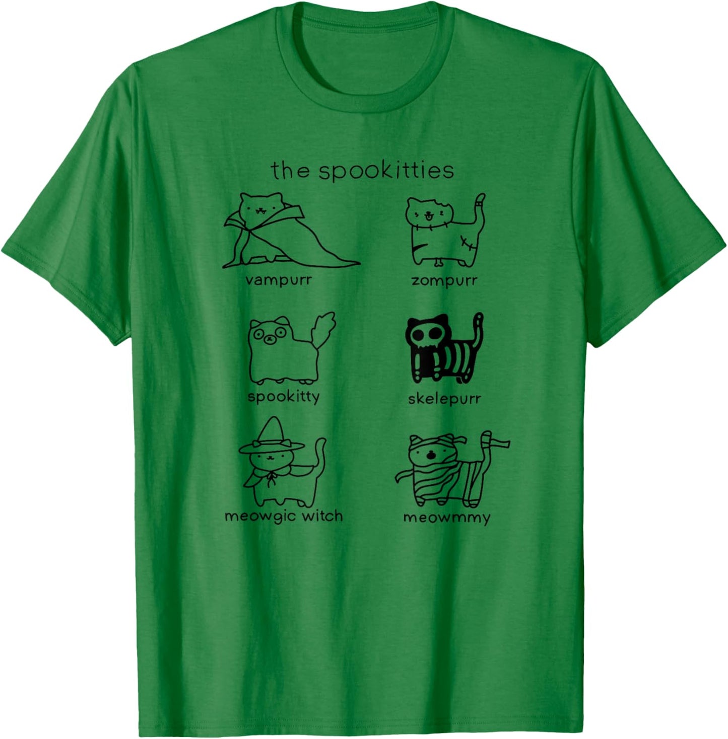 Threadless Poorly Drawn Cats The Spookitties Graphic T-Shirt - T-Shirt | Irish Green