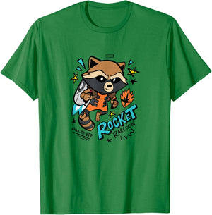 Guardians of The Galaxy - Scribble Rocket T-Shirt - T-Shirt | Irish Green