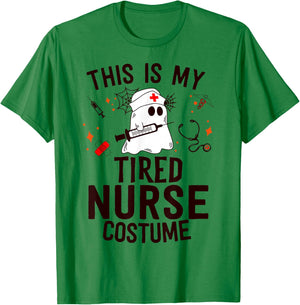 This Is Tired Nurse Costume Nursing Funny Ghost Halloween T-Shirt - T-Shirt | Irish Green