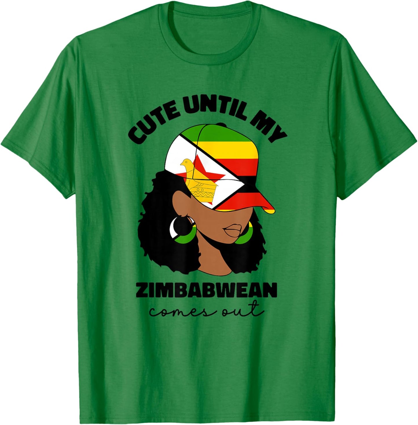 Proud Zimbabwe Flag Girl Zimbabwean Pride Roots T-Shirt - T-Shirt | Irish Green