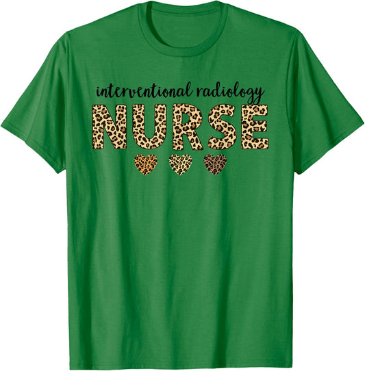 Interventional Radiology Nurse Leopard Hearts Team Squad T-Shirt - T-Shirt | Irish Green