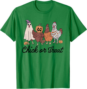 Chick Or Treat Halloween Witch Spooky Chicken T-Shirt - T-Shirt | Irish Green