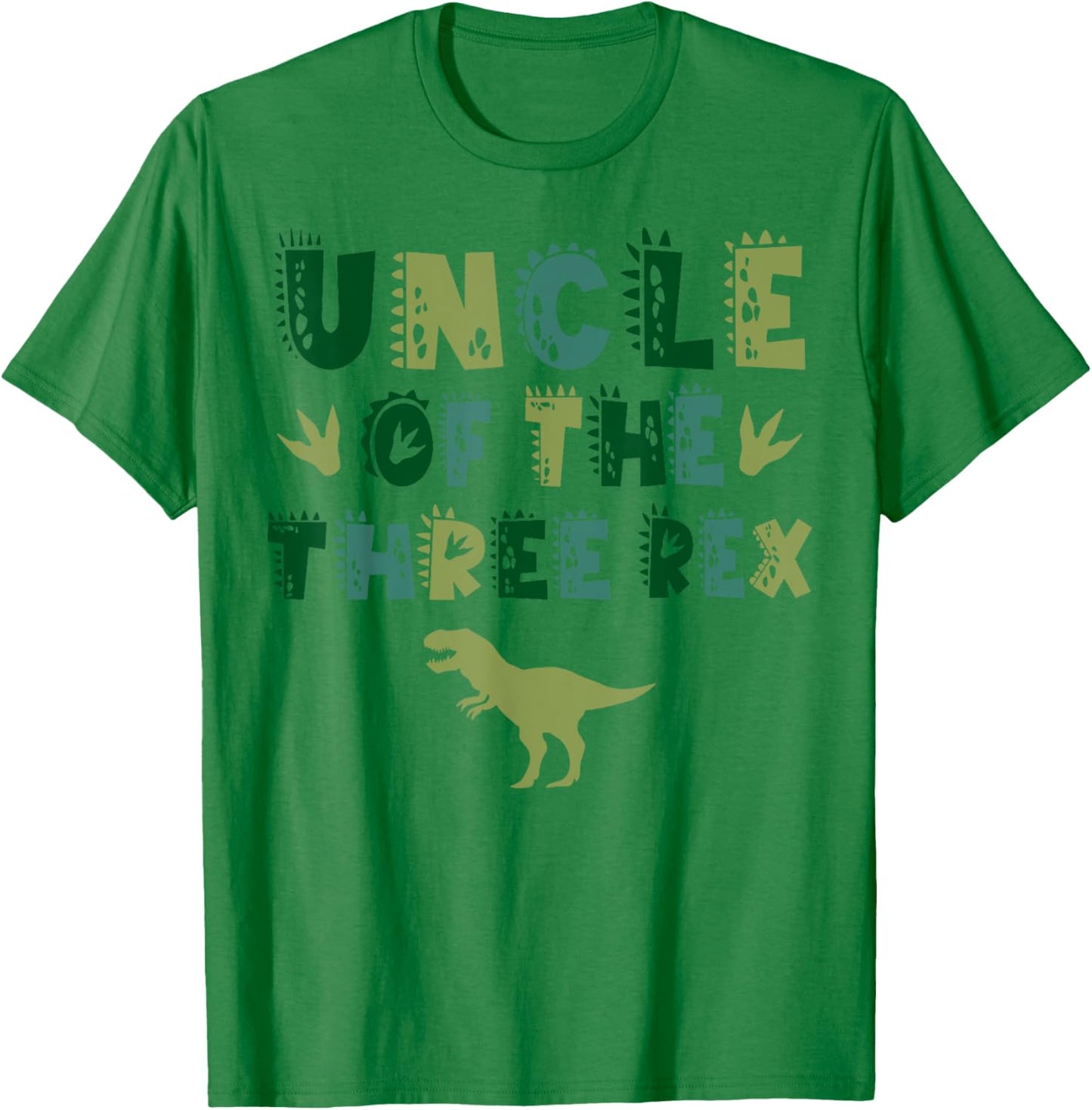 Uncle Of The Three Rex Birthday Shirts Dinosaur Family T-Shirt - T-Shirt | Irish Green