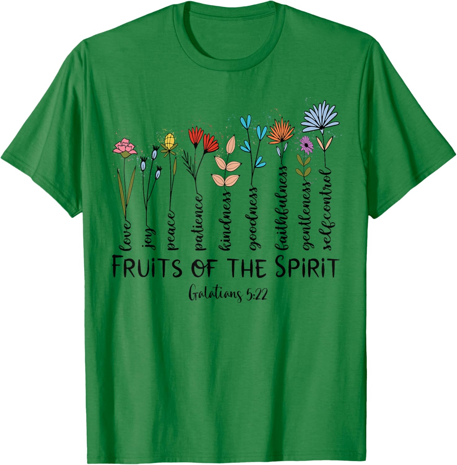 Faith Cross Christ Religious Inspirational Apparel Fruit of The Spirit Christian Faithful Bible Verse Jesus - Grey, Small, Women's Classic Fit, Short Sleeve T-Shirt - T-Shirt | Irish Green