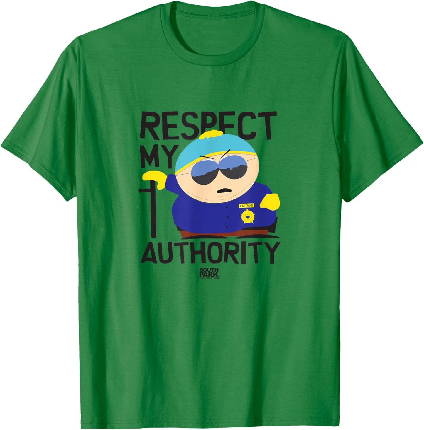 South Park Cartman Respect My Authority T-Shirt - T-Shirt | Irish Green