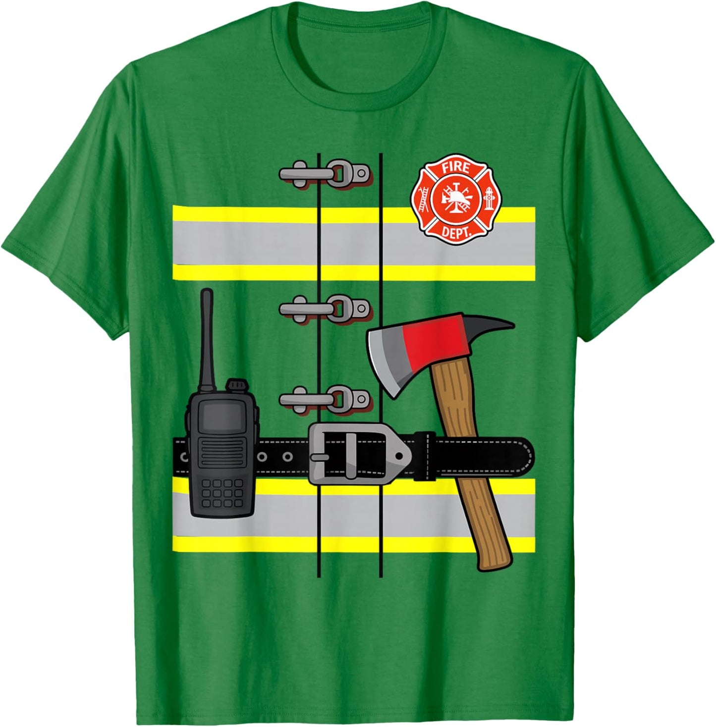 Firefighter Uniform Costume Halloween Fireman T-Shirt - T-Shirt | Irish Green