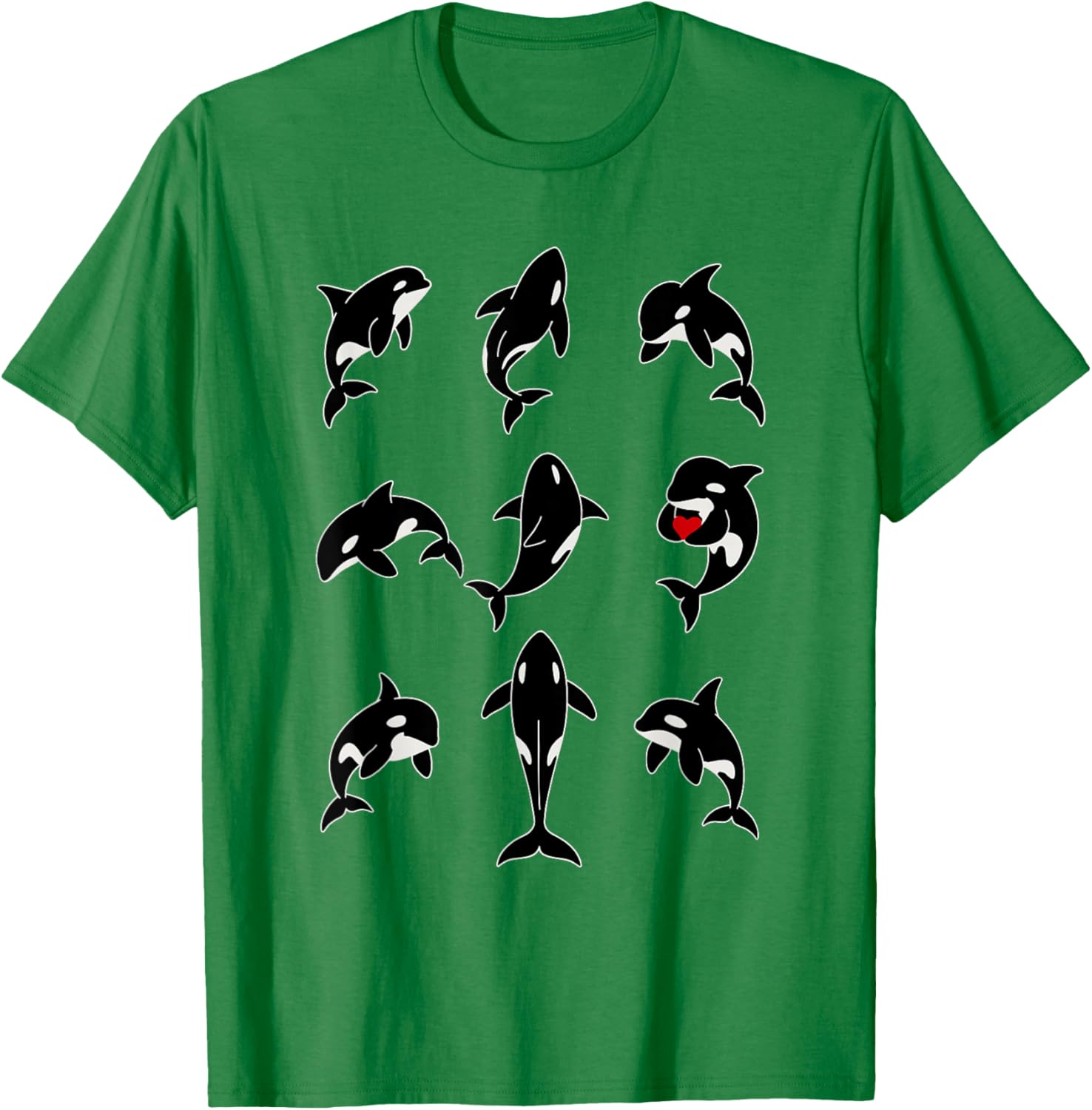 Minimalist Orca Line Drawing Men Women Kids Novelty Orca T-Shirt - T-Shirt | Irish Green