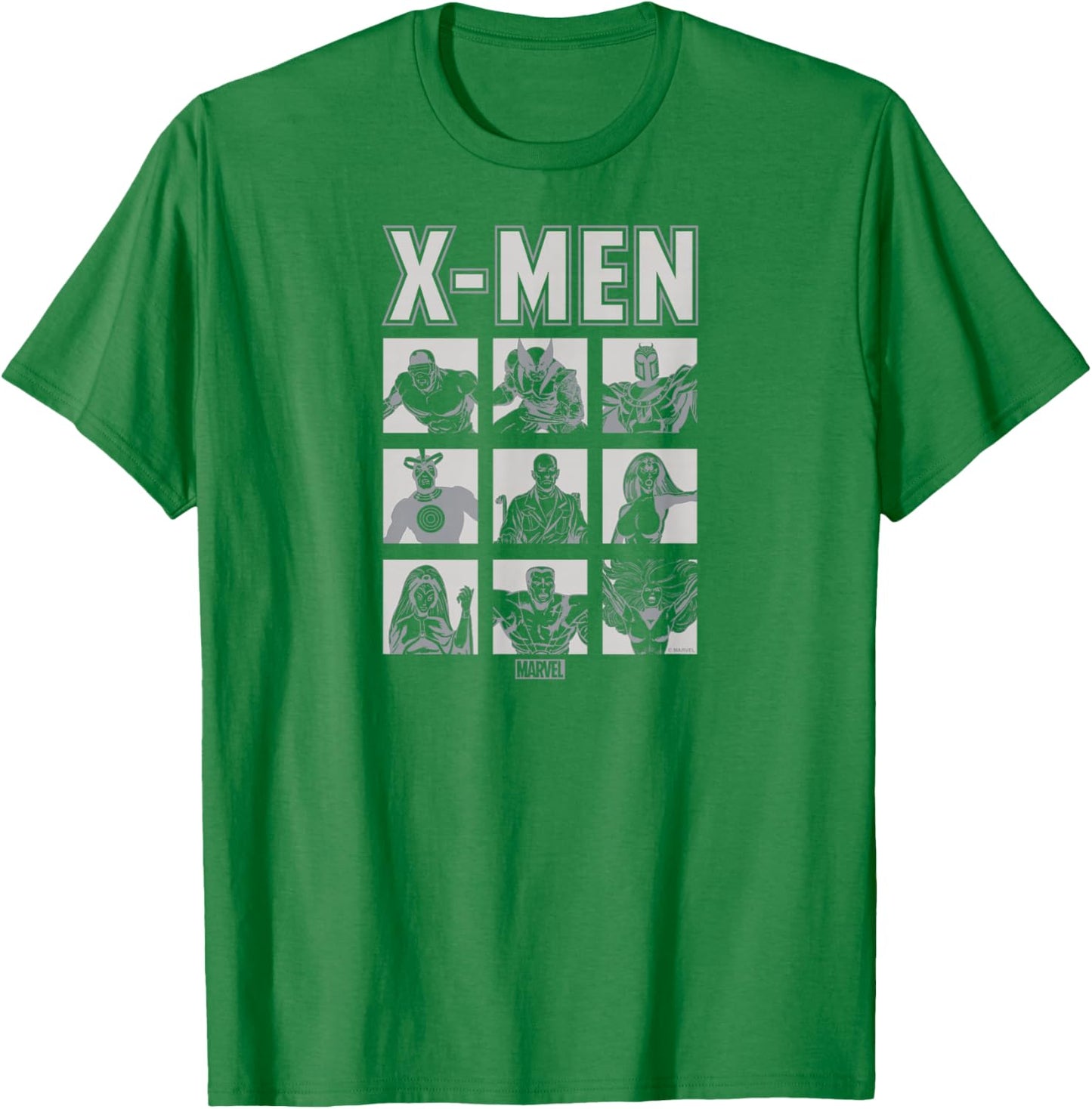 X-Men - Light Monochrome Grid T-Shirt - T-Shirt | Irish Green