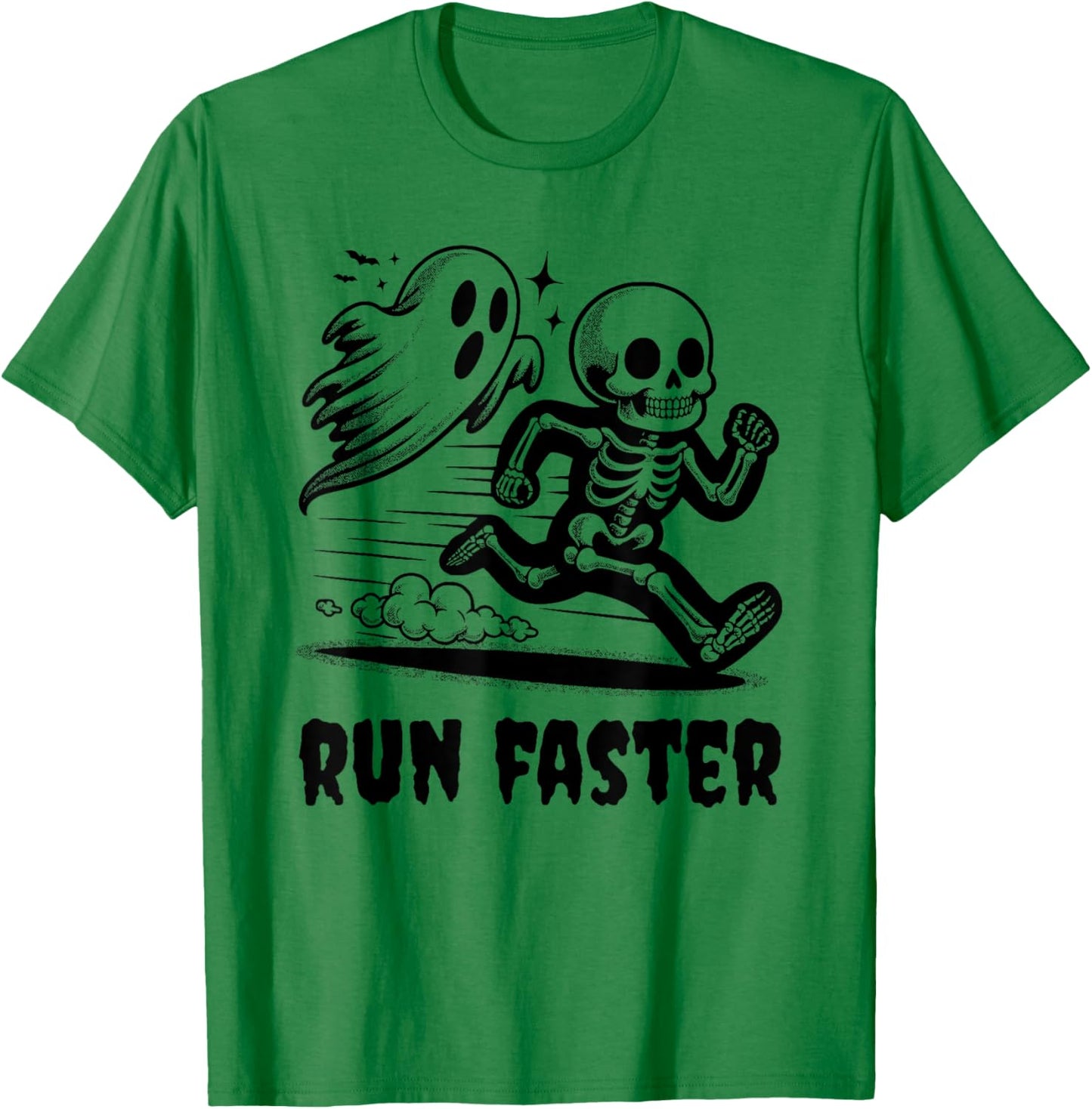 Skeleton and Ghost Running Funny Runner and Halloween T-Shirt - T-Shirt | Irish Green
