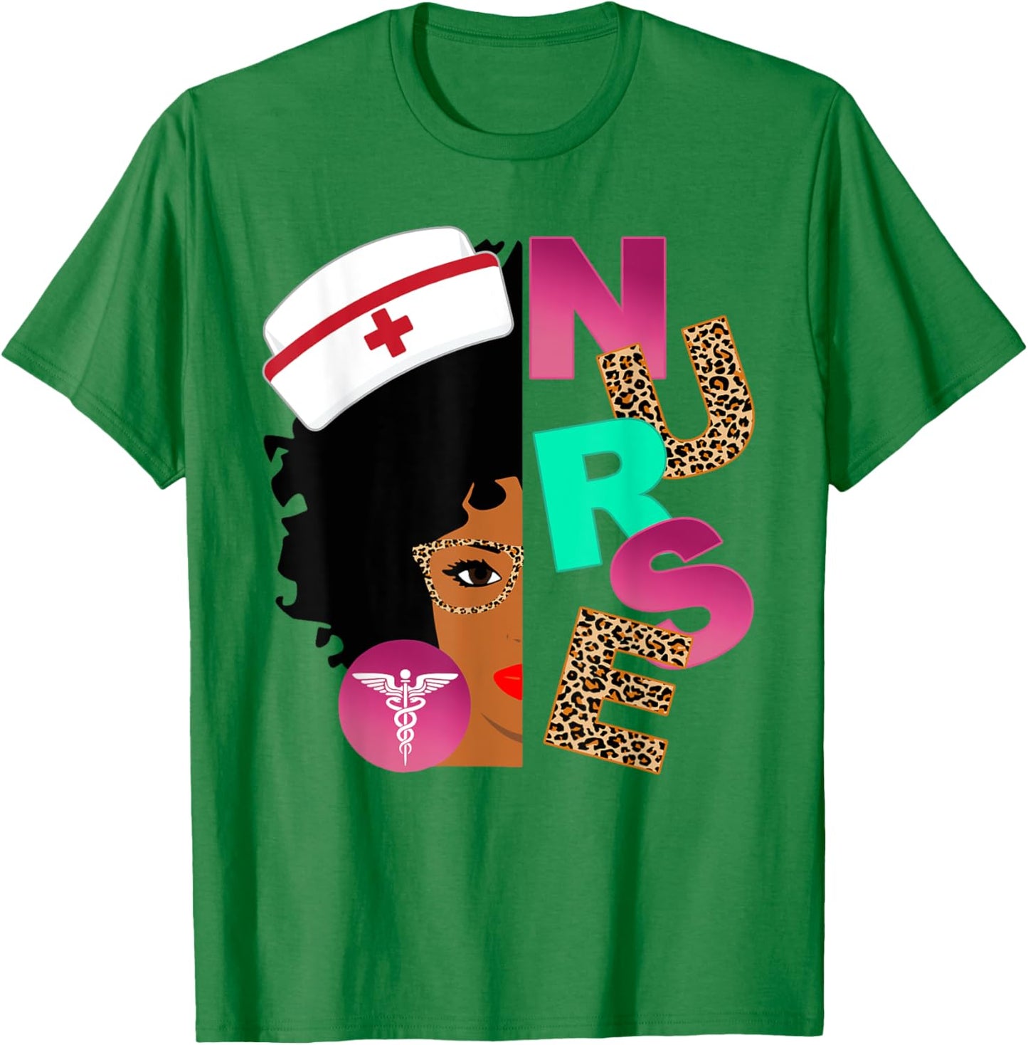 Black Strong Nurse Afro Love Melanin African American Women T-Shirt - T-Shirt | Irish Green
