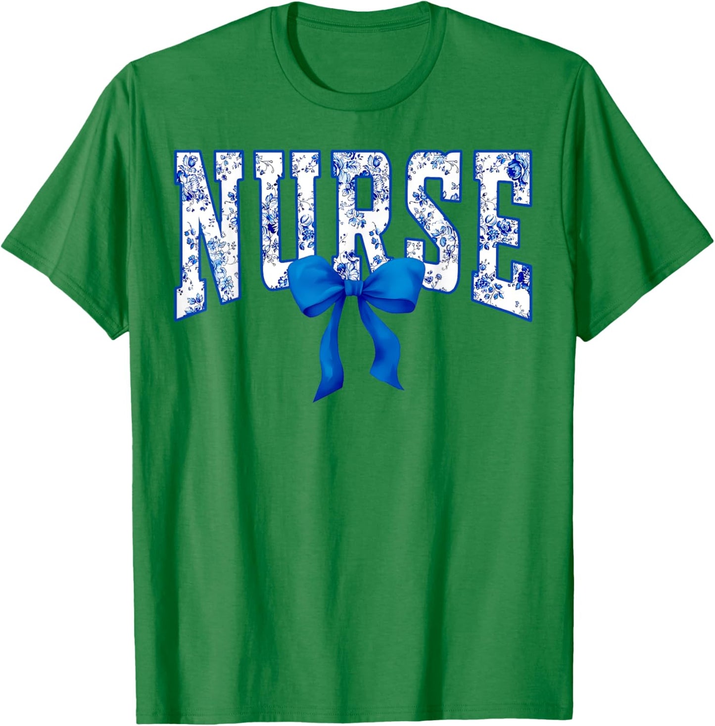 Toile De Jouy Nurse Coquette Bow Nurse Floral T-Shirt - T-Shirt | Irish Green