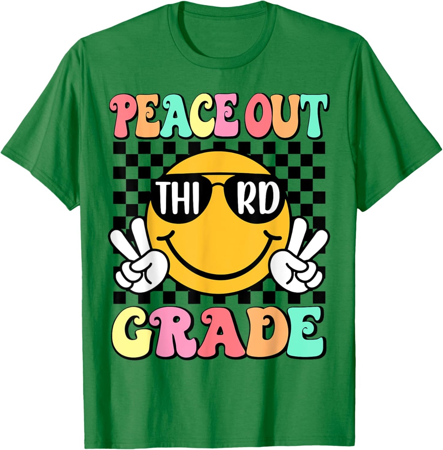 Peace Out 3rd Grade Groovy Students Kids Last Day Of School T-Shirt - T-Shirt | Irish Green