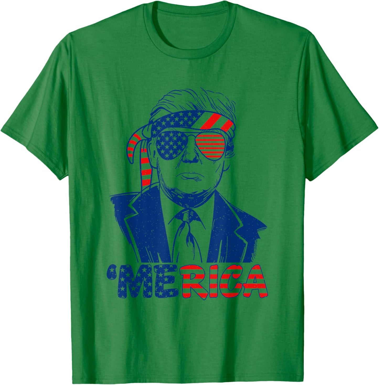 'MERICA TRUMP Happy 4th Of July Trump American Flag Funny Men T-Shirt - T-Shirt | Irish Green