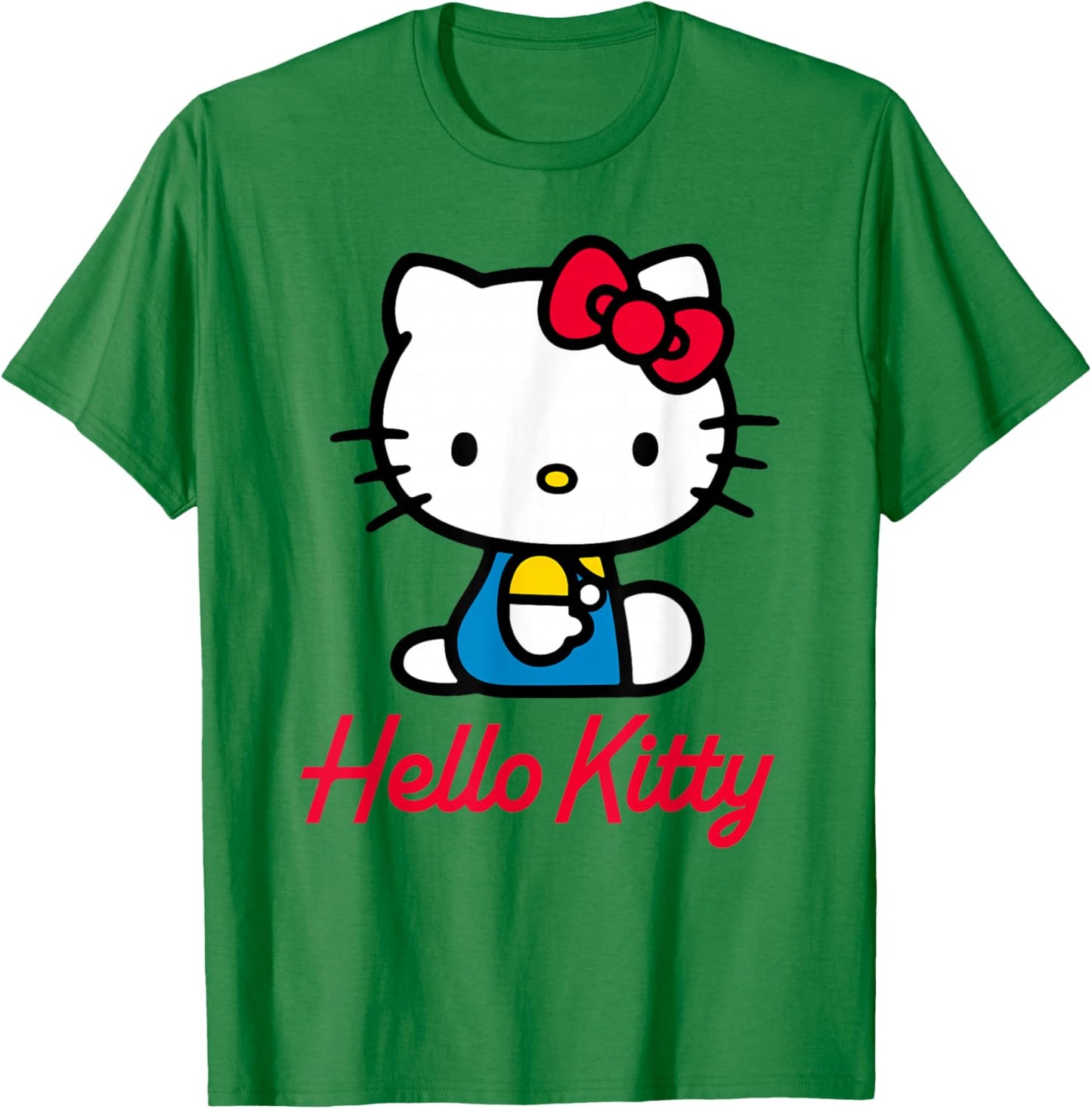 Hello Kitty Big Face Sitting with Script Logo T-Shirt - T-Shirt | Irish Green