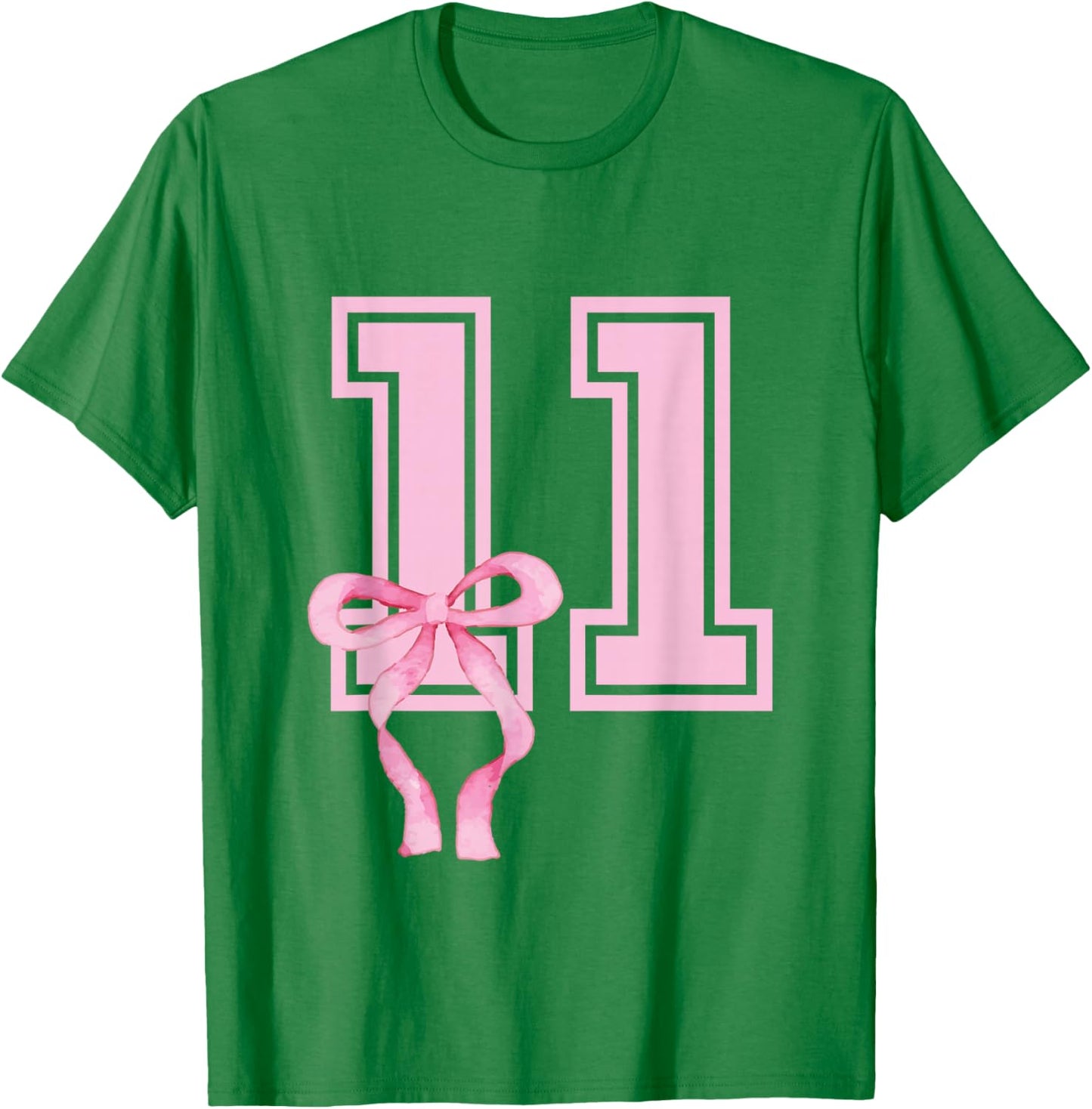 11 Year Old Birthday Girl Coquette Pink Bow Aesthetic T-Shirt - T-Shirt | Irish Green