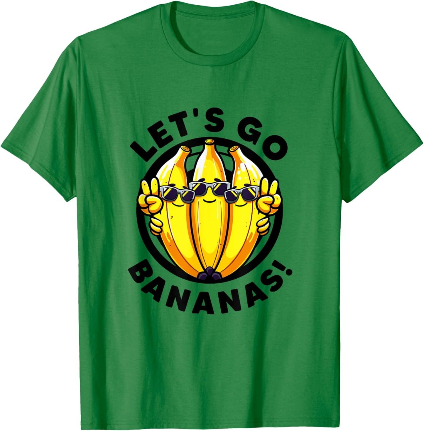 Lets Go Bananas Cute Yellow Banana Lover Fruit Funny Bananas T-Shirt - T-Shirt | Irish Green