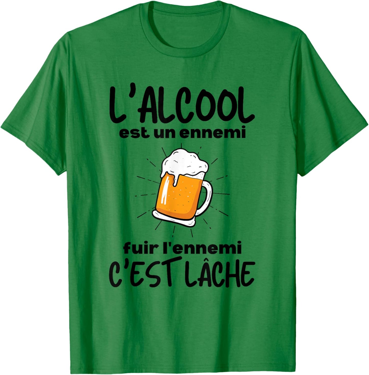 Alcohol Is An Enemy Fleeing The Enemy It's Loose Funny Beer T-Shirt - T-Shirt | Irish Green