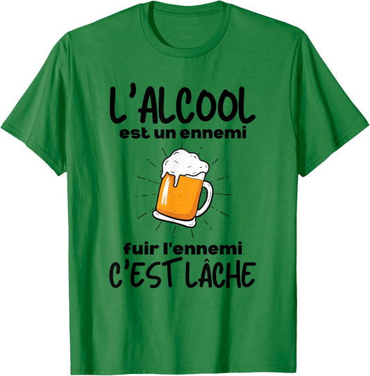Alcohol Is An Enemy Fleeing The Enemy It's Loose Funny Beer T-Shirt - T-Shirt | Irish Green