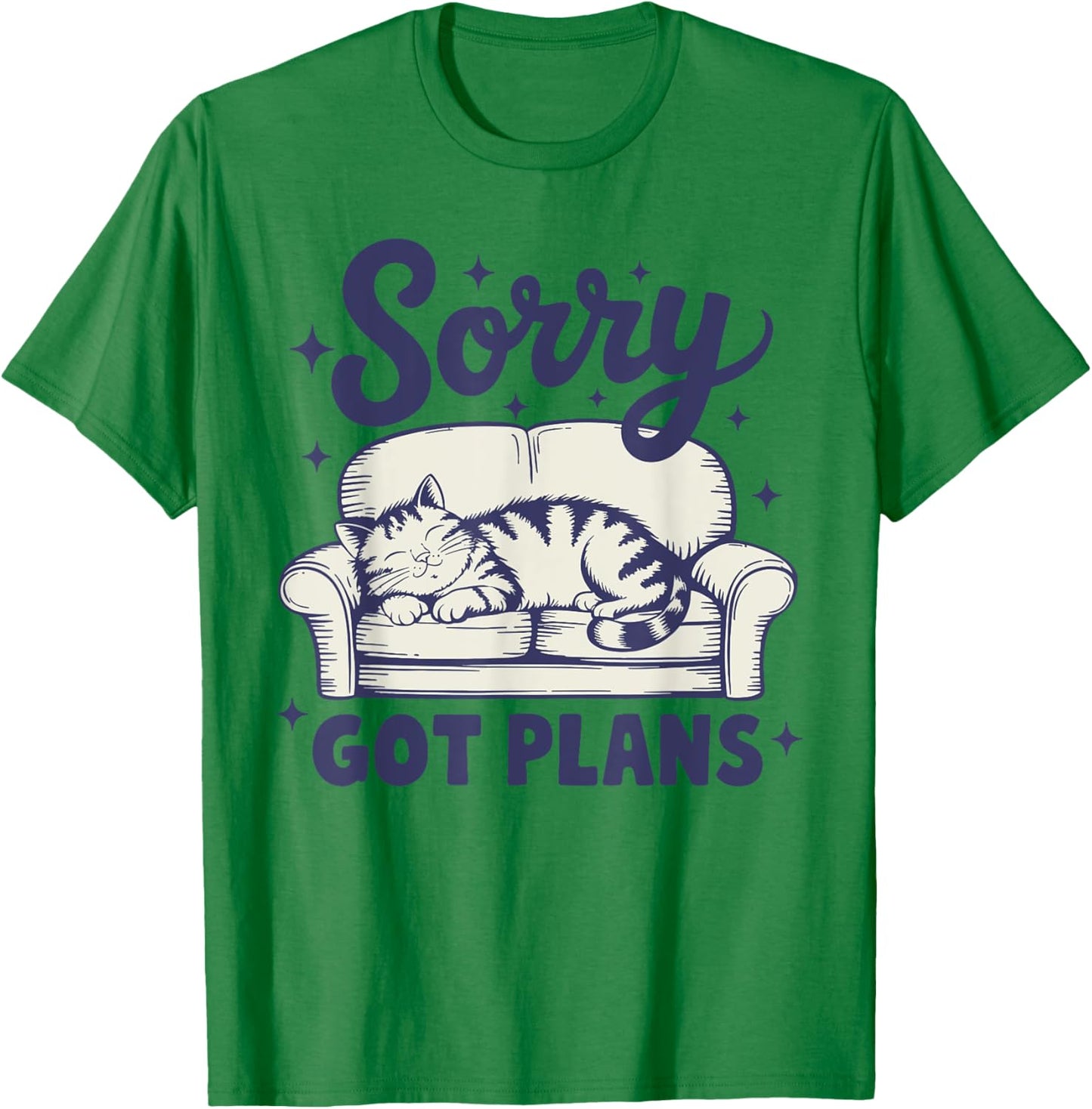Sorry Got Plans Funny Cat Retro Cat Lovers Women Girls T-Shirt - T-Shirt | Irish Green