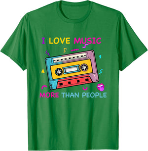 I Love Music More Than People Funny Music Lover T-Shirt - T-Shirt | Irish Green
