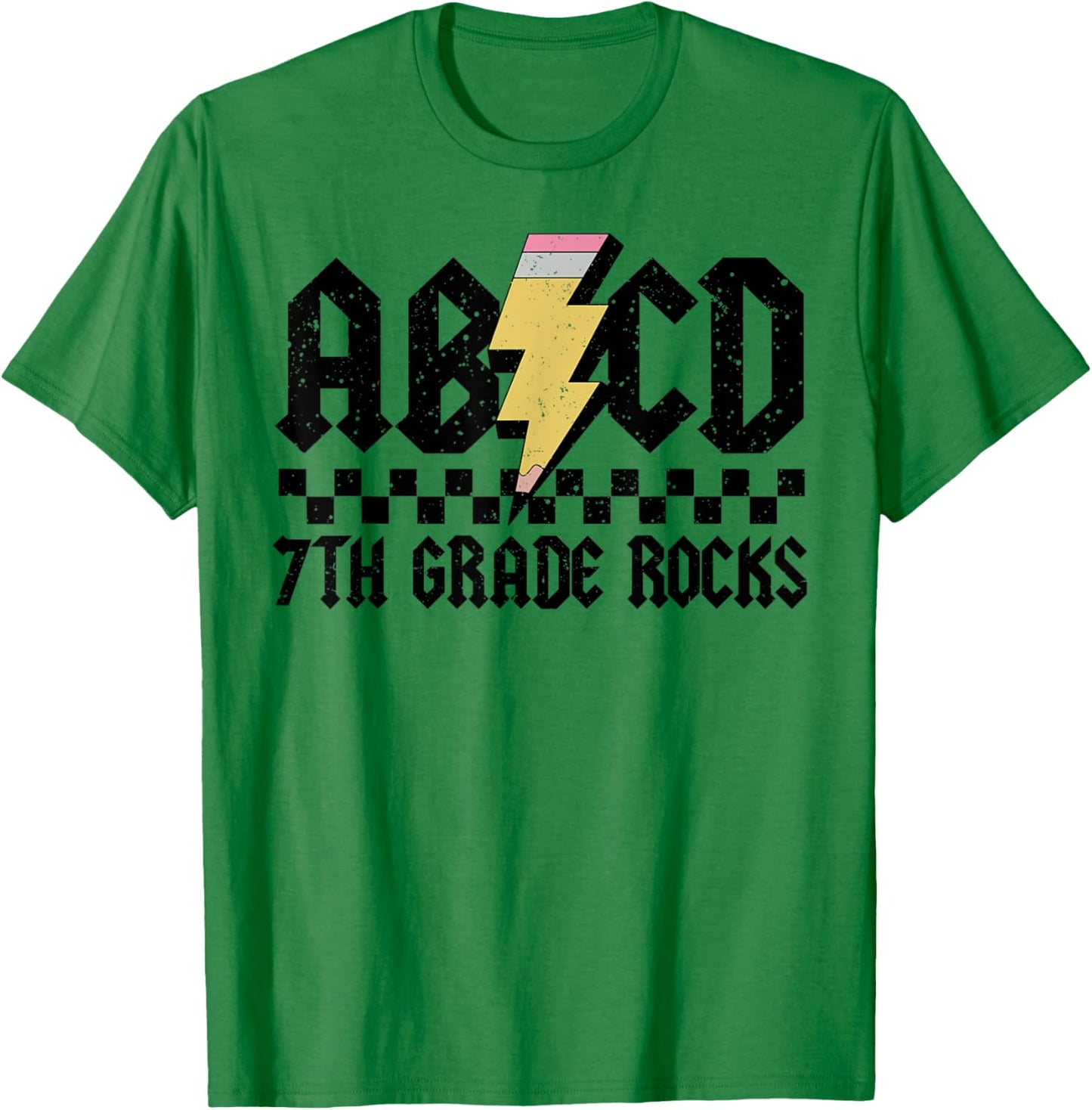 7th Grade Rock and Roll Letters ABCD Alphabet Back To School T-Shirt - T-Shirt | Irish Green