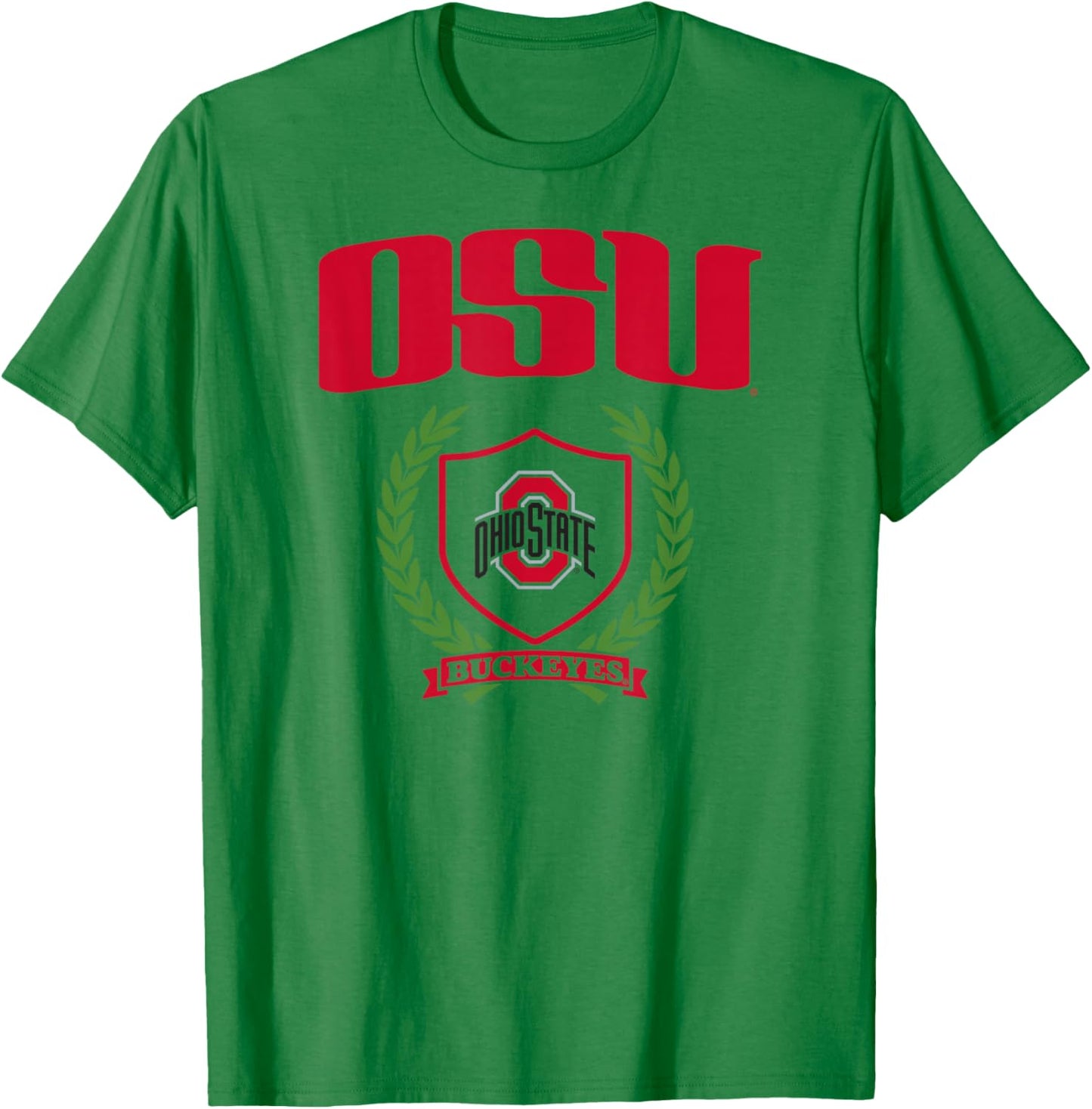 Ohio State Buckeyes Laurel Banner White Officially Licensed T-Shirt - T-Shirt | Irish Green