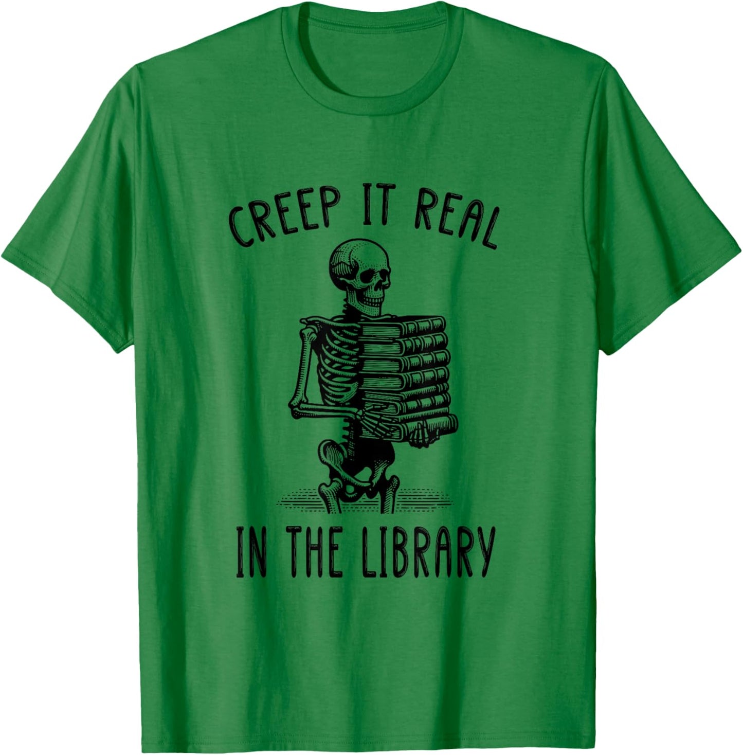 Funny Halloween Skeleton Pun Book Lover Library Joke T-Shirt - T-Shirt | Irish Green