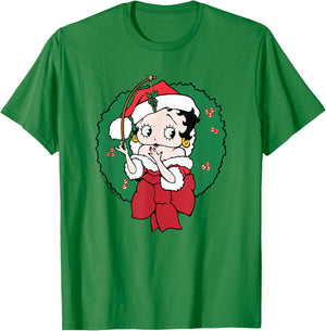 Betty Boop Christmas Wreath T-Shirt - T-Shirt | Irish Green