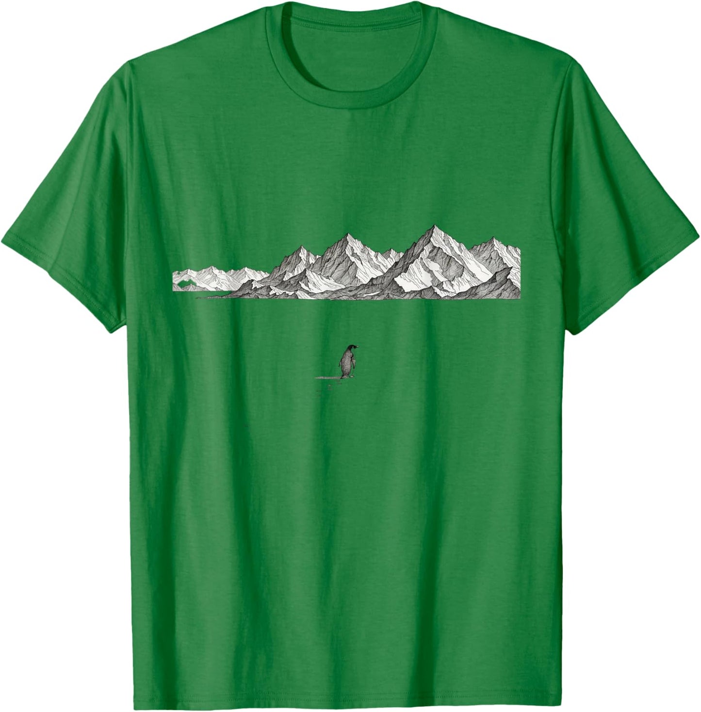 Lone Penguin Marching Towards Mountain Disoriented But Why T-Shirt - T-Shirt | Irish Green