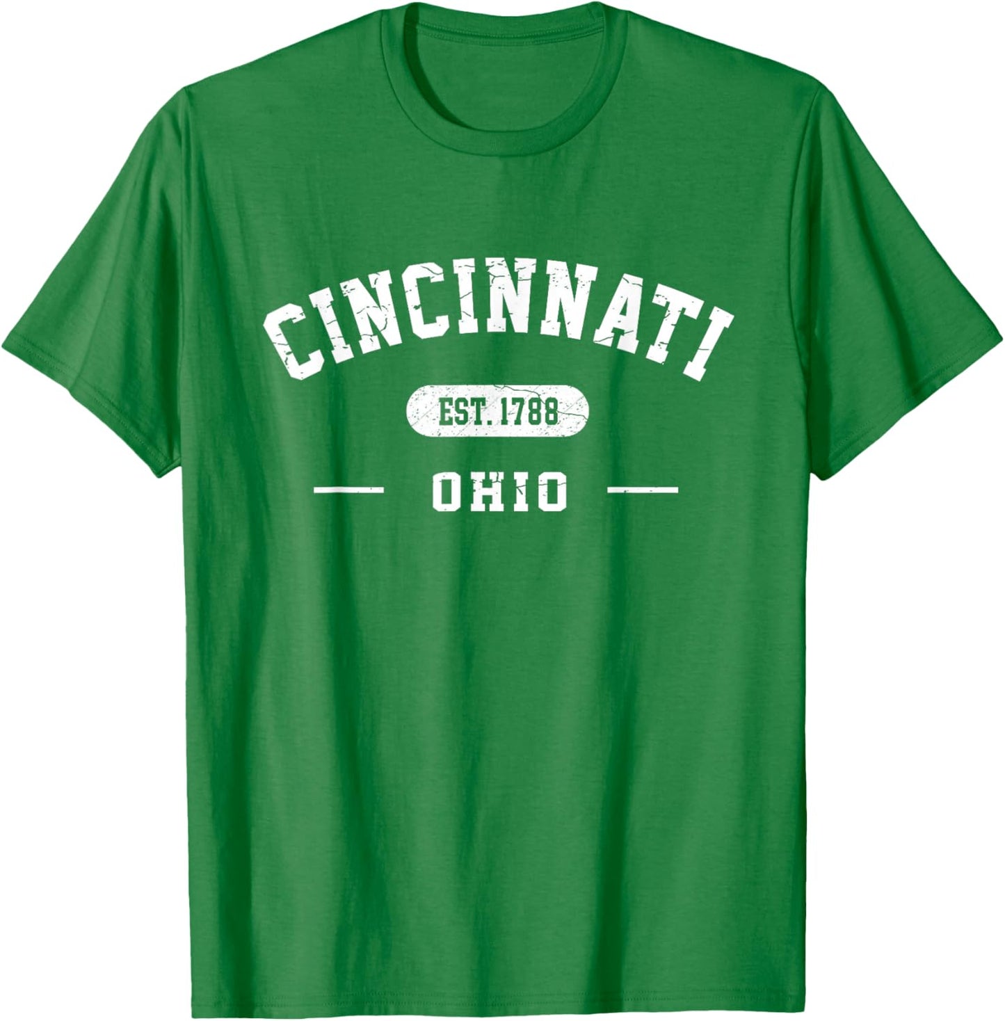 Cincinnati Ohio Est 1788 Vintage Retro Athletic Style T-Shirt - T-Shirt | Irish Green