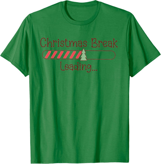 Christmas Break Loading Funny Christmas Teacher Educator T-Shirt - T-Shirt | Irish Green