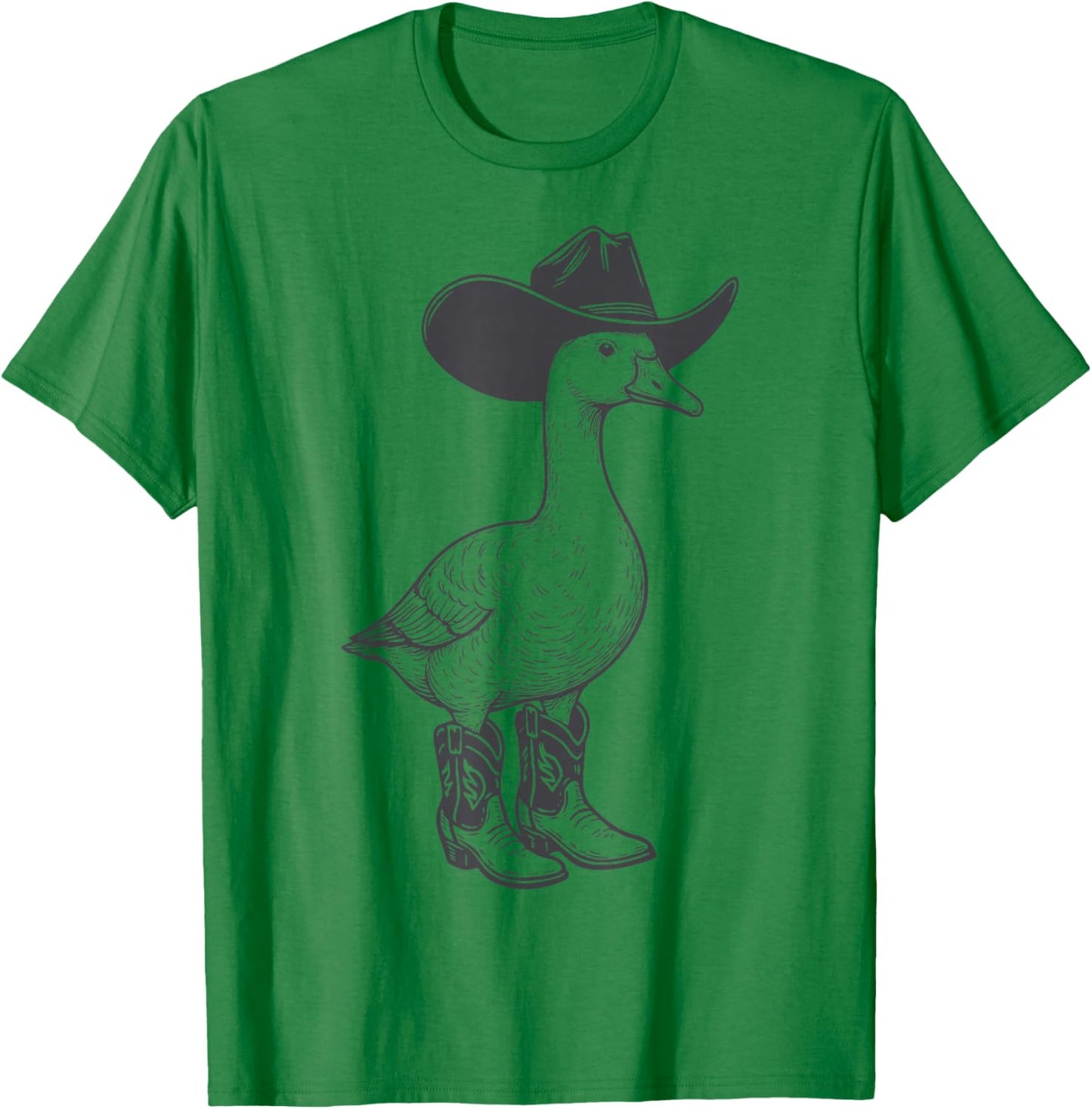 Funny Cowboy Goose in Boots Western Animal T-Shirt - T-Shirt | Irish Green