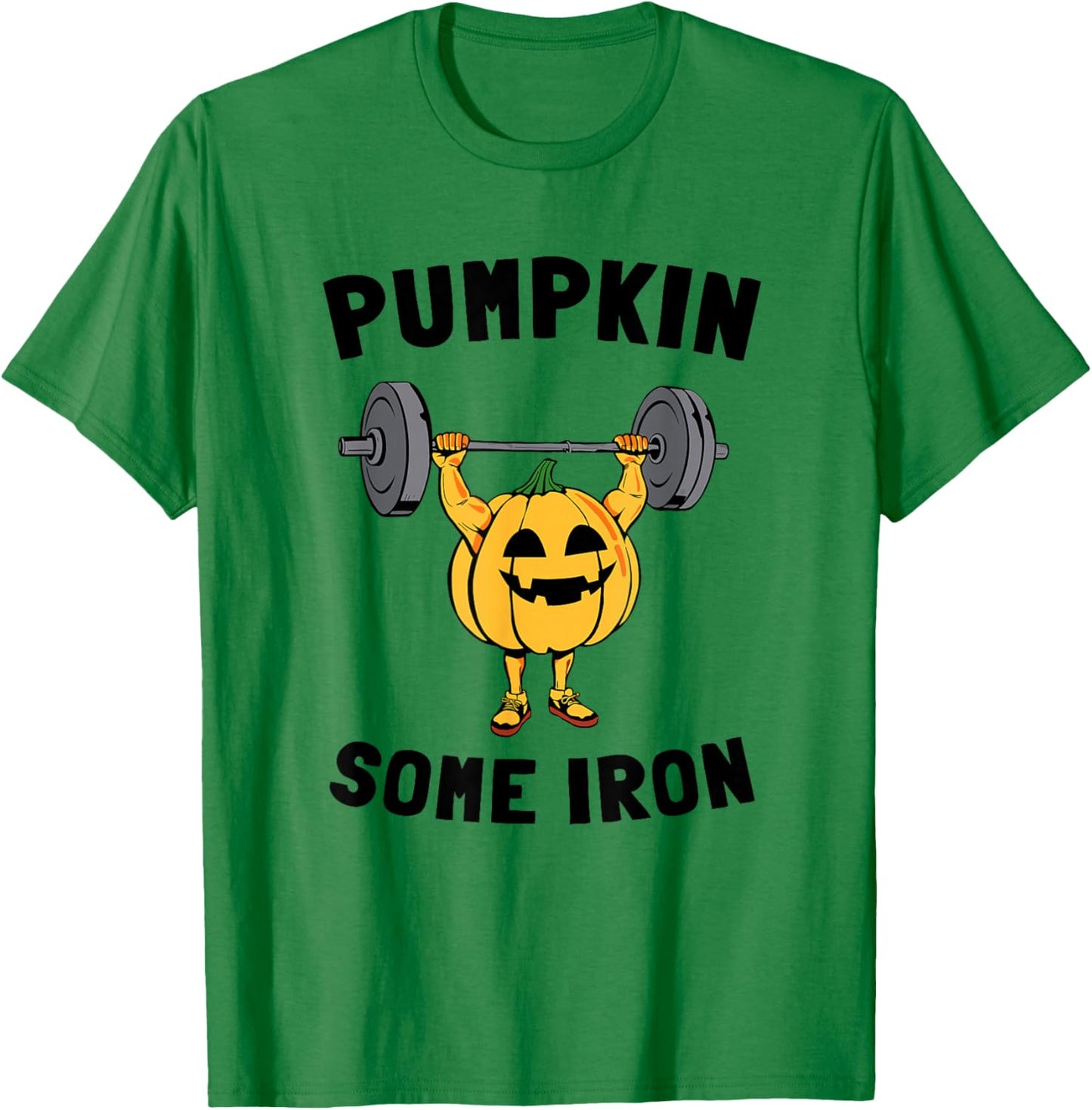 Pumpkin Some Iron Funny Halloween Gym Workout Lifting T-Shirt - T-Shirt | Irish Green