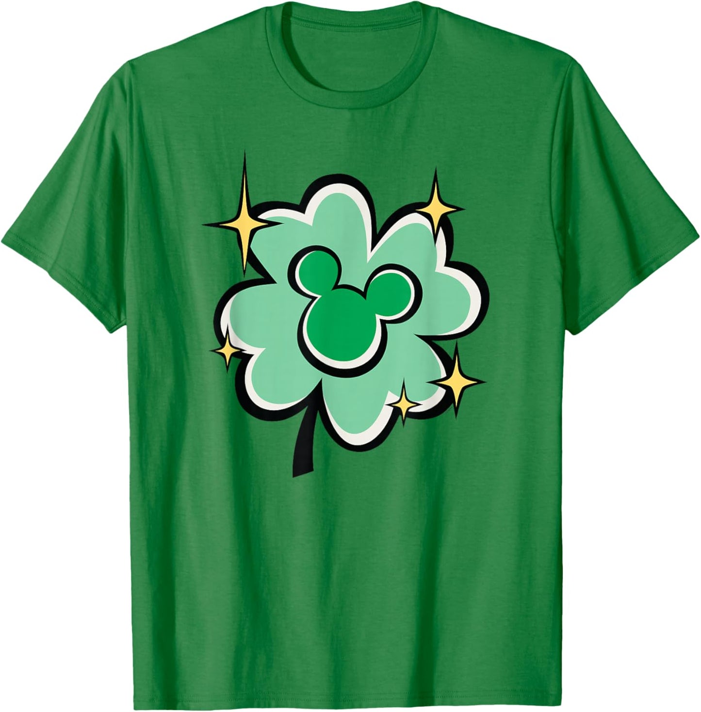 Disney St. Patrick's Day Mickey Mouse Lucky Four-Leaf Clover T-Shirt - T-Shirt | Irish Green