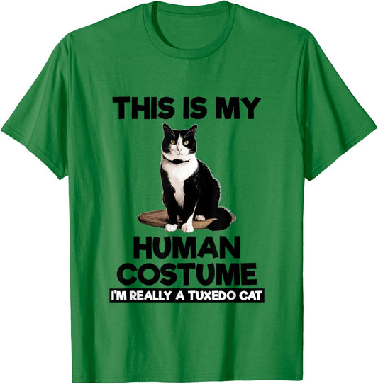 This Is My Human Costume Shirt Funny Tuxedo Cat Kitten Lover T-Shirt - T-Shirt | Irish Green