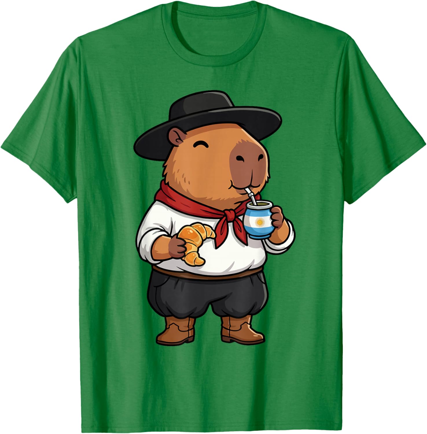Argentinian Capybara Yerba Mate Argentine Gaucho Capibara T-Shirt - T-Shirt | Irish Green