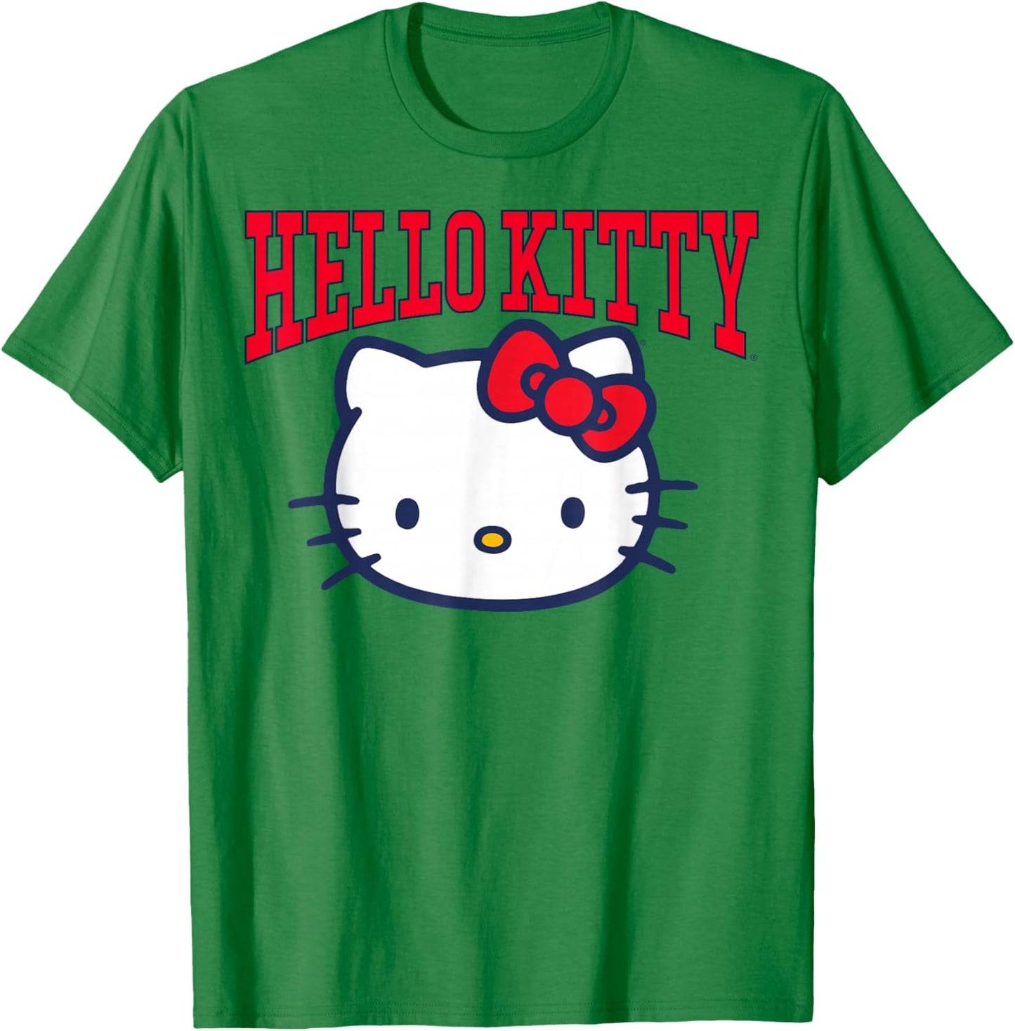 Hello Kitty Varsity Style Big Face Logo T-Shirt - T-Shirt | Irish Green