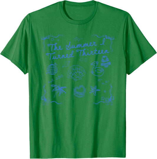 Summer I Turned Thirteen Year Old Est 2013 13th Birthday T-Shirt - T-Shirt | Irish Green