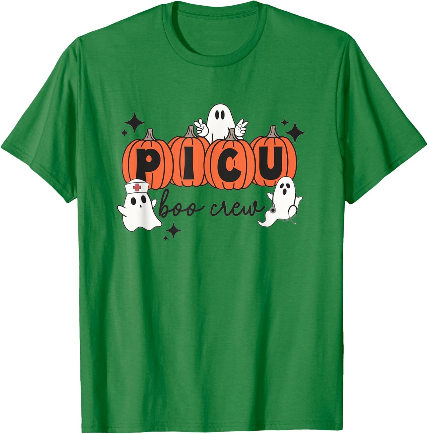 Halloween PICU Boo Crew Spooky PICU Nurse Squad Hospital T-Shirt - T-Shirt | Irish Green