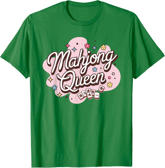 Mahjong Queen Retro Vintage Mah Jongg Player T-Shirt - T-Shirt | Irish Green