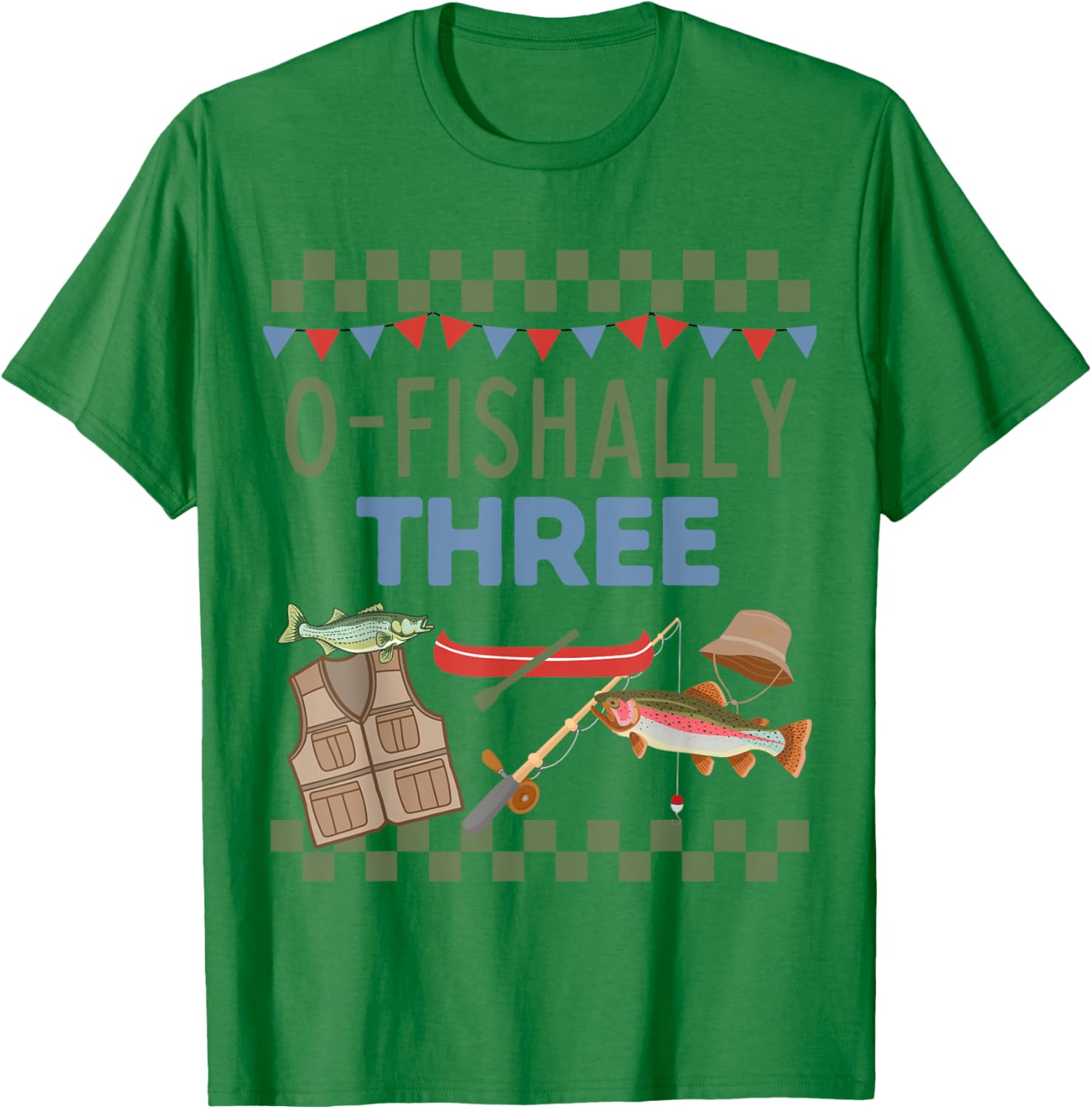 O-Fishally Three Boys Third Birthday Matching Fishing Themed T-Shirt - T-Shirt | Irish Green