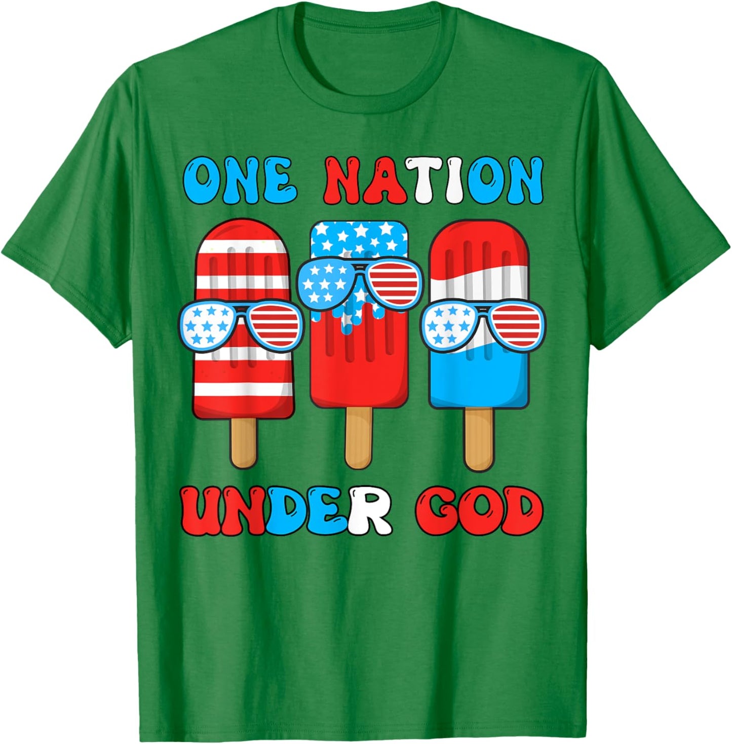 Boy One Nation Under God Son Funny 4th July Popsicle Toddler T-Shirt - T-Shirt | Irish Green
