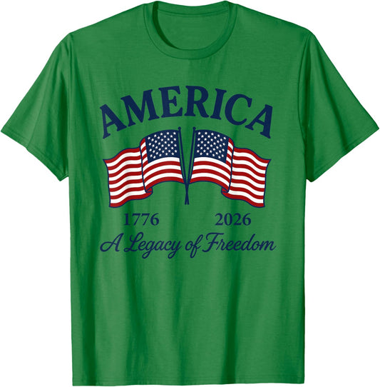 250th Anniversary America 2026 Patriotic USA Flag 250 Years T-Shirt - T-Shirt | Irish Green