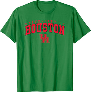 Houston Cougars Arch Over White Officially Licensed T-Shirt - T-Shirt | Irish Green