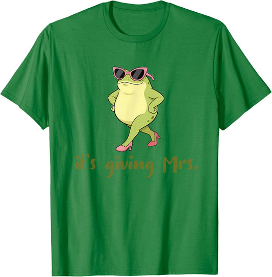 Bridal Shower Frog Bride to Be Bachelorette It's Giving Mrs. T-Shirt - T-Shirt | Irish Green